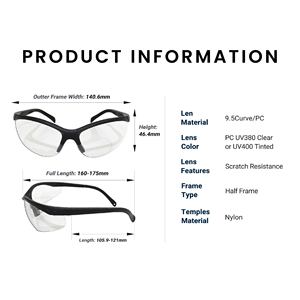 SA1911 <b>Adjustable</b> Half-Frame Safety <b>Glasses</b> with Anti-Fog & Anti-Scratch Lenses - Product Image 3