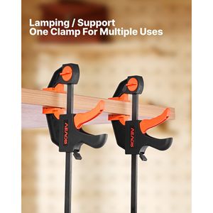 Serre-joints en L à prise rapide à une main, lot de 2 (12 pouces) et lot de 2 (6 pouces), capacité de charge de 154 lb, pour le travail du bois, écarteur inclus - Product Image 6