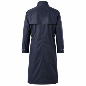 Abrigo Largo Grueso para Mujer, Azul Marino, Impermeable, Estilo Utilitario, Cuello con Botones, Manga Larga, 100% Algodón, Logotipo Frontal, Invierno - Product Image 3