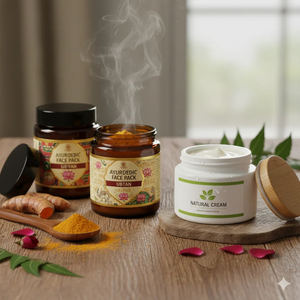 ชุดผลิตภัณฑ์ดูแลผิวหน้าอายุรเวท EARTH'S SOUL AYURVEDA ประกอบด้วยครีมบำรุงผิวขมิ้นธรรมชาติในขวดสำหรับใช้ทุกวัน และยูบตัน - Product Image 2