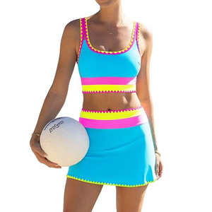 High Waisted Tank <b>Bikini</b> <b>Sets</b> for Women Tummy Control Solid Pattern 2 Piece Swimsuits with Front Logo Neon Swimwear Skirt 2026 - Product Image 1