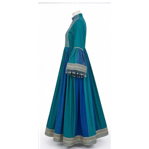 Low Moq Women Traditional Floor Length Cotton Afghan Kuchi Dress Embroidered <b>Blue</b> Green Loose Fit Wedding Wear Afghan Kuchi Dres - Product Image 4