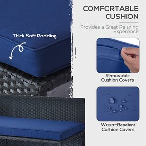 Set di Mobili da Giardino in Rattan a 3 Pezzi con Cuscini Morbidi, Tavolo in Vetro Temperato, Chaise Longue a L e Divanetto per Ospedali e Spazi Esterni - Product Image 5