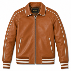 Veste de sport décontractée pour homme Furat Leathers Green, coupe-vent respirante, col montant, fermeture éclair, doublure en polyester - Product Image 1