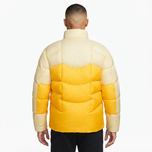 Blouson matelassé personnalisé pour homme, color block jaune crème, col montant, chaud, épais et isolé pour l'extérieur - Product Image 4
