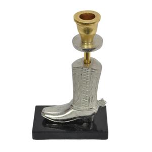 Sculpted Silver Horse Riding <b>Boot</b> Pillar Gold Tealight Candle Holder With Base Latest Item Equestrian Candle <b>Stand</b> Table Decor - Product Image 6