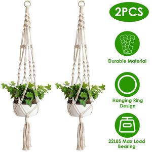 2 supports suspendus en corde de coton de 40 pouces avec 4 pieds, sacs en filet pour pots de fleurs de 40 pouces, paniers suspendus et accessoires - Product Image 1