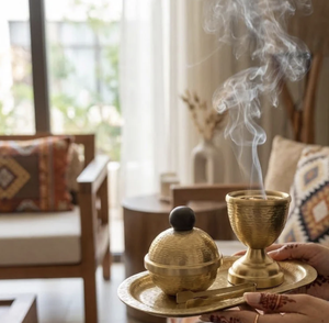 Juego de incienso elegante hecho a mano, diseño Mubkhar con bandeja y cuenco, soporte para Bakhoor de Oriente Medio, fragancia Oud para el hogar, venta al por mayor. - Product Image 2