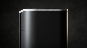 Mesita de Noche Negra Moderna con Tapa de Mármol, 2 Cajones, Mueble Minimalista para Dormitorio, Unidad de Almacenamiento - Product Image 4
