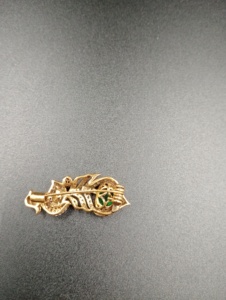Broche en pierre doublette verte et diamant américain pour mariage, en argent 925, broche artisanale unisexe, broche royale - Product Image 5