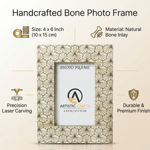 Handcrafted Bone Inlay Photo <b>Frame</b> <b>4x6</b> Inch | Elegant Decorative Picture <b>Frame</b> for Tabletop Office Desk Home Decor Gift Item - Product Image 2