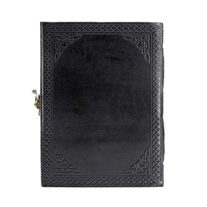 Indian Supplier Arrival Black 100% Genuine Leather Diary Double Dragon Embossed Hardcover Journal Gift <b>Notebook</b> With Brass Clasp - Product Image 2