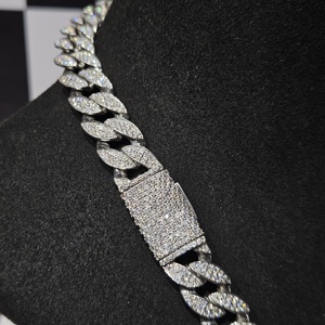 925 Sterling Silver VVS Moissanite <b>Iced</b> <b>Out</b> Cuban Link <b>Chain</b> Necklace Rhodium Plated Hip Hop Luxury Jewelry for Men & Women - Product Image 3