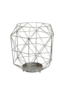 Modern Geometric Aluminium <b>Candle</b> <b>Lantern</b> Silver Wire Tealight Holder Decorative Metal Cage Stand for Home Interior Decor Piece - Product Image 3