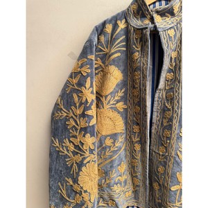 Women's Suzani Velvet Bomber <b>Jacket</b> Handmade Floral Embroidery Boho <b>Hippie</b> Style Reversible Quilted Eco-Friendly Cotton Lining - Product Image 5