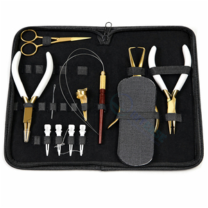 Hand Tied Hair <b>Extension</b> Tool Kit Set With Needle Professional Hair <b>Extension</b> & <b>Beading</b> Tool Kit Plier With Leather Pouch - Product Image 1