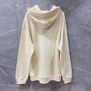 เสื้อฮู้ดดี้ผู้หญิงไซส์ใหญ่แบบสั่งทำพิเศษ สีครีม มีกระเป๋าหนัง ทรงไหล่ตก ผ้าฝ้ายฟลีซ แบบสวมหัว ขายส่ง OEM - Product Image 2