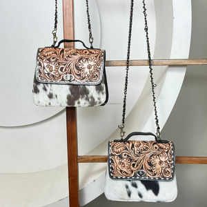 Bolso Bandolera de Cuero Vacuno Repujado a Mano, Elegante y Duradero, con Cierre Giratorio, Estilo Occidental, Moderno y de Lujo para Mujer, 2025 - Product Image 4