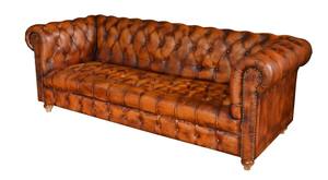 Canapé trois places en cuir buff de qualité supérieure, modèle Chesterfield, recouvert de cuir buff véritable, prix compétitif pour l'exportation - Product Image 5
