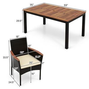 Set da Pranzo da Esterno in Rattan a 7 Pezzi con Sedie Impilabili e Foro per Ombrellone per Giardino - Product Image 6