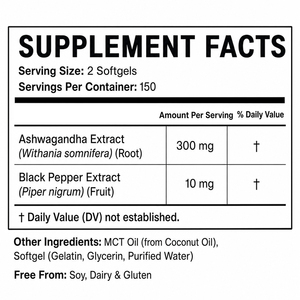 Cápsulas Blandas de Extracto de Ashwagandha de Marca Privada con Aceite MCT, Alta Absorción, Suplemento para el Estrés - Product Image 4