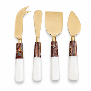 Artisan Handmade Gold-Plated <b>Cheese</b> <b>Knives</b> <b>Set</b> of 3 with Decorative Pastel Resin Handles Elegant Gift Box Packed Serving <b>Set</b> - Product Image 6