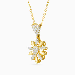 Collar con Colgante de Flor para Mujer, Cadena de Oro Amarillo con Diamantes, Lujoso para Uso Diario - Product Image 3