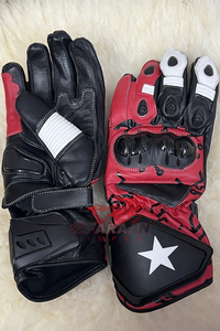 Gants de course moto de compétition en cuir pleine manche unisexe avec protection renforcée paume et articulations pour extérieur et salle de sport - Product Image 4