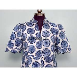 Robe midi en coton pour femme, imprimé floral, col en V, manches courtes, style bohème, pour le bureau, décontractée, pour les soirées, cache-maillot de bain, en dentelle, coupe trapèze - Product Image 2