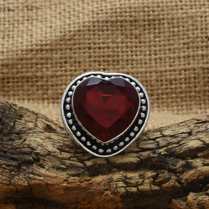 Natural Red <b>Garnet</b> Heart <b>Ring</b> 925 <b>Silver</b> Handmade Jewelry Romantic Promise Wedding Anniversary Valentine <b>Ring</b> for Her - Product Image 2