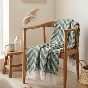 Cotton Textured <b>Throw</b> Blanket in Dusty Rose with Fine Linear Pattern and Fringe <b>for</b> Sofa <b>Chair</b> and Contemporary Home Décor - Product Image 4