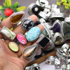 Bagues en pierres précieuses naturelles, bijoux faits à la main plaqués argent, bijoux en gros, bijoux pour cadeau, bijoux plaqués argent 925 - Product Image 1