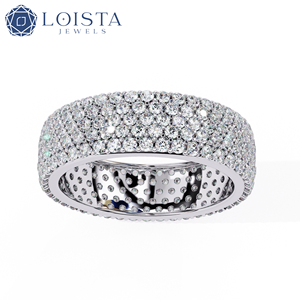 แหวนแต่งงาน LOISTA Platinum Diamond ทรงกลมเจียระไนแบบบริลเลียนท์ สี D ธรรมชาติ ได้รับการรับรองจาก GIA แหวนสำหรับผู้หญิง - Product Image 3