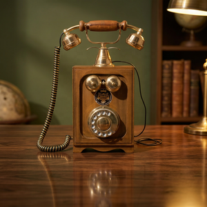 Téléphone rotatif vintage en laiton, téléphone fixe rétro, téléphone de bureau antique noir pour la décoration de la maison ou du bureau - Product Image 2
