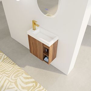 Mobile bagno sospeso da 20 pollici con lavabo in resina bianca e anta dell'armadietto con chiusura ammortizzata - Product Image 5
