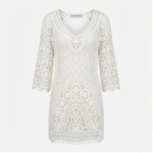 NORTH APPROACH Women's <b>White</b> Crocheted V-Neck Swimdress With Floral <b>Lace</b> Pattern And Tassel Hem Regular Fit - Product Image 1
