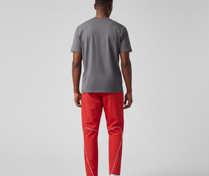Pantalon de survêtement rouge pour homme avec taille élastique et bande latérale, respirant, léger, décontracté, vêtements de sport d'été - Product Image 4