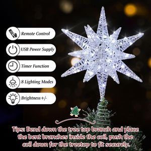Decorazione Natalizia per Albero di Natale con 8 Modalità di Illuminazione, Alimentata via USB, con Timer Regolabile per Ornamenti Natalizi - Product Image 2
