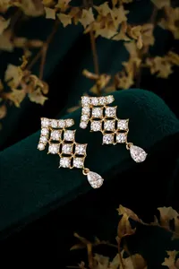 Luxury Pear Cut Diamond Drop <b>Earrings</b> for Women Yellow <b>Gold</b> With Round Cut <b>Dangle</b> <b>Earrings</b> Geometric Bridal Wedding Statement - Product Image 4