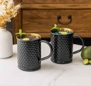 Tasses à mule en cuivre artisanales Alkiq, finition martelée antique, durables, grande capacité, avec poignée - Product Image 5