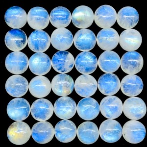 Lot de pierres précieuses en vrac de pierre de lune arc-en-ciel naturelle ronde de 9 mm, cabochon, effet bleu éclatant, prix de gros pour la fabrication de bijoux - Product Image 4