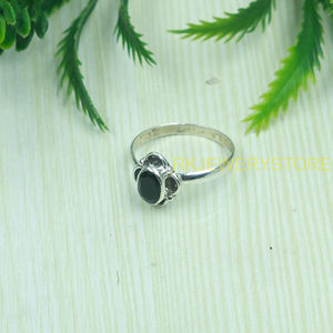 Bague en Onyx Noir Naturel, Pierre Précieuse, Argent Sterling 925, Cabochon Ovale, Faite à la Main, Bijoux pour Femmes et Hommes, Fournisseur en Gros pour Elle - Product Image 3