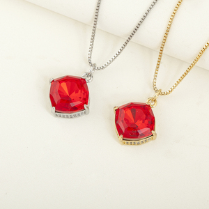 Collar de Lujo con Piedras Preciosas Hipoalergénicas QIKU Wholesale <span class=keywords><strong>2026</strong></span>, Zirconia Roja, Elegante y Moderno, para Bodas y Citas, para Mujer - Product Image 1