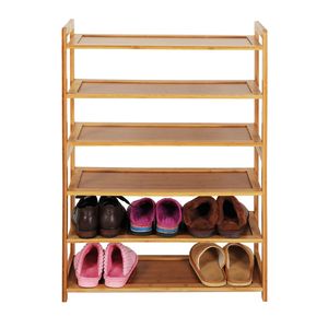Moderna Scarpiera a 6 Ripiani in Bambù per Casa, Salvaspazio e Design Regolabile - Product Image 2