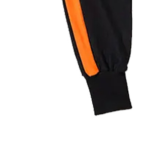Pantalon de jogging léger noir pour homme avec bande latérale orange, taille élastique, braguette zippée, décontracté, pour le printemps, en lin/coton - Product Image 2
