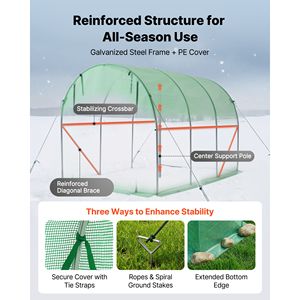 Serre tunnel 10x7x7 pieds # 4 buses #   Tuyau de 26,25 pieds # SteelFrame # # PlasticCover #   pour les plantes" - Product Image 3