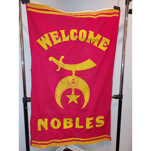 Embroidered Mason <b>Banners</b> Vintage Red & Yellow Welcome Nobles <b>Banner</b> Antique Flag Shriners Sword Embroidery Top Quality <b>Banners</b> - Product Image 2