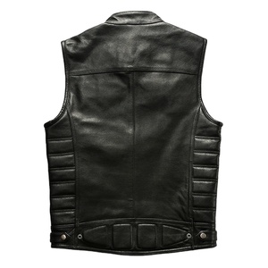 Black Genuine Leather <b>Vest</b> Men and Women Motorcycle Brown Real Cowhide <b>Slim</b> Male Waistcoat Fashion Sleeveless Jackets - Product Image 2
