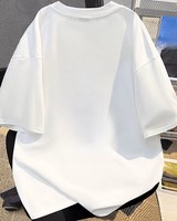 T-shirt décontracté à col rond et manches courtes pour femme, motif minimaliste personnalisé, coupe ample, 100 % coton jersey