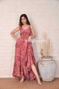 Vestido Maxi de Seda Estilo Bohemio Premium para Mujer, Ligero y Cómodo, Ideal para Fiestas en la Playa, Exportación al por Mayor - Product Image 3
